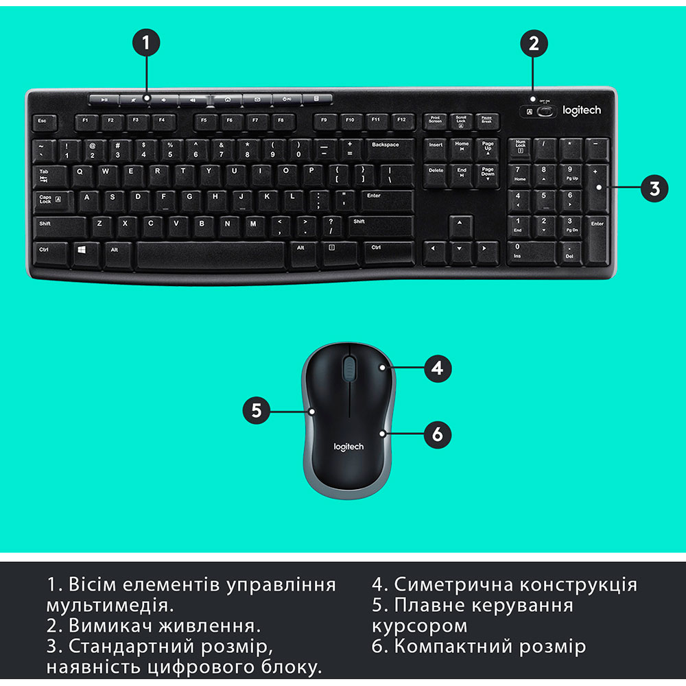 Внешний вид Комплект LOGITECH MK270 UA Black (920-004509)