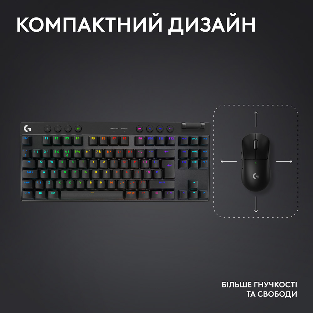Замовити Клавіатура LOGITECH G Pro X TKL Lightspeed Gaming Black (L920-012136)