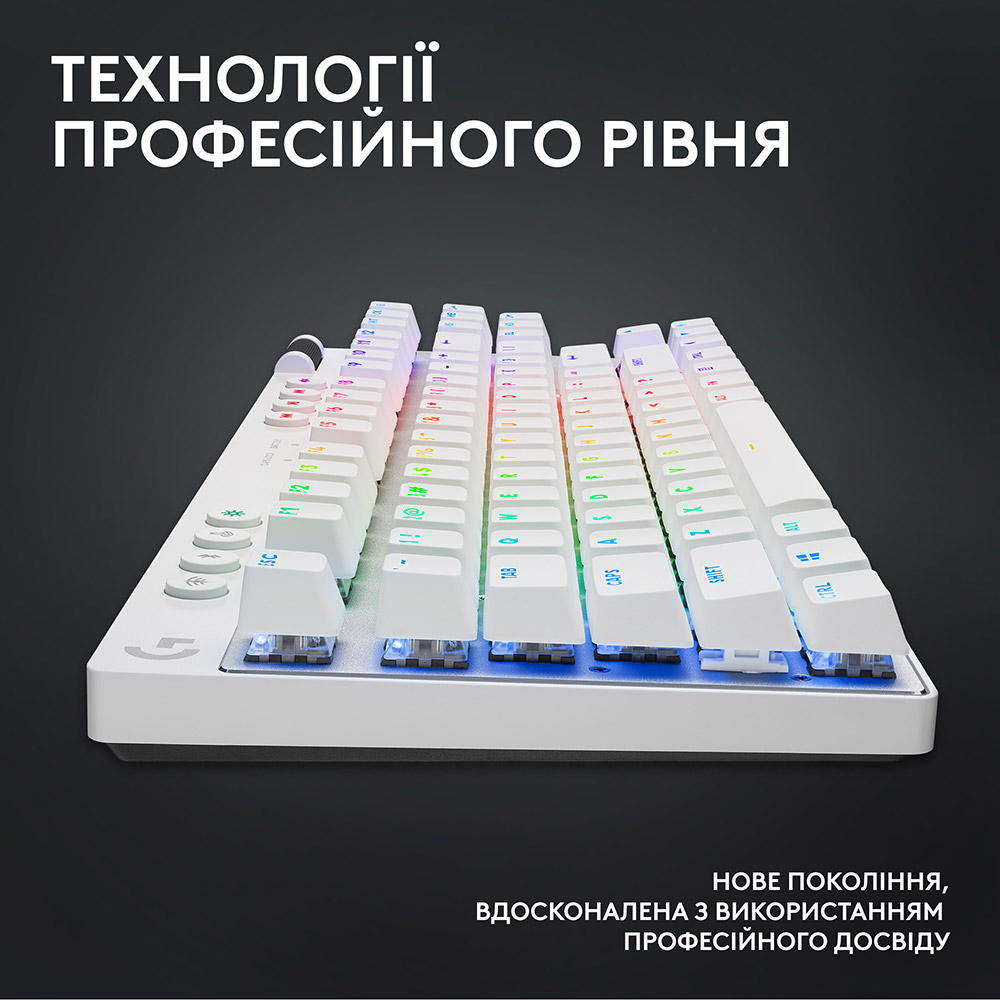 Клавиатура LOGITECH G Pro X TKL Lightspeed Gaming White (L920-012148) Подключение беспроводное