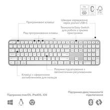 Клавиатура LOGITECH MX Keys S Wireless Pale Grey (L920-011588)