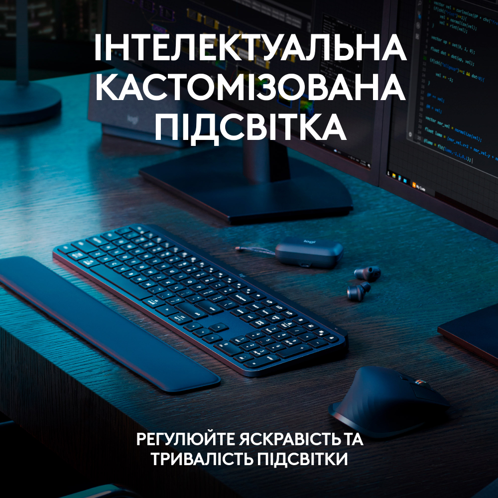 Клавиатура LOGITECH MX Keys S Wireless Plus Palmrest, Graphite (L920-011589) Класс стандартная