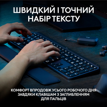 Клавиатура LOGITECH MX Keys S Wireless Plus Palmrest, Graphite (L920-011589)