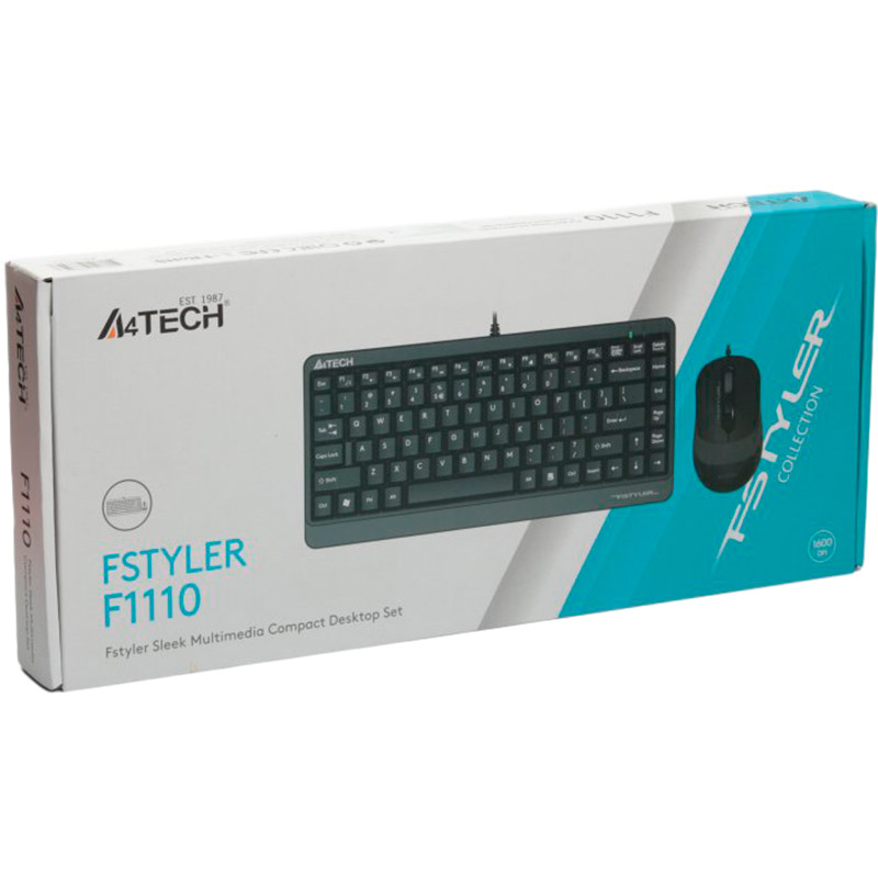 Комплект A4TECH Fstyler F1110 Grey Конструкция мембранная