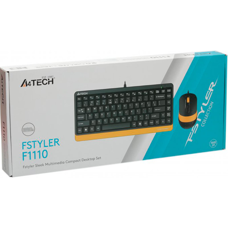 Комплект A4TECH Fstyler F1110 Bumblebee Конструкция мембранная