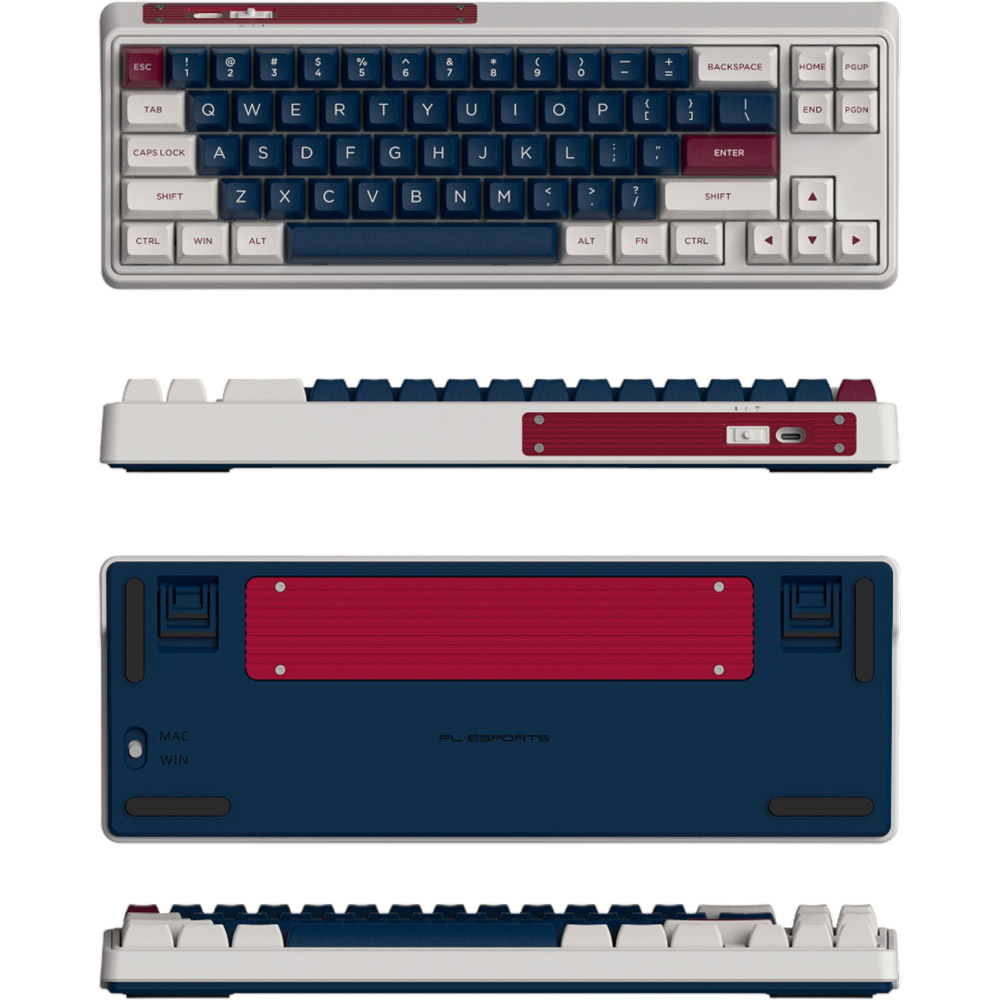 Клавиатура FL ESPORTS CMK68 SAM Metal Heart Kailh MX Cool Mint wireless Three-Mode Конструкция механическая