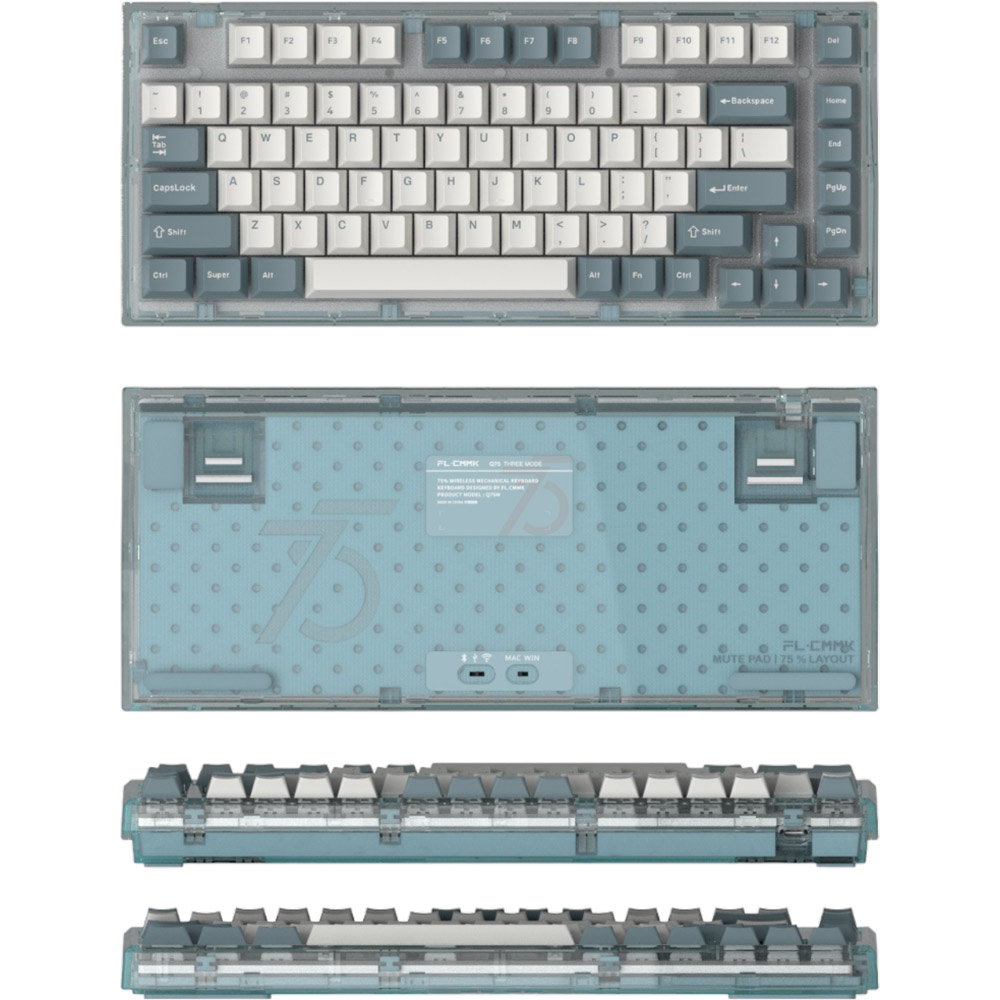 Внешний вид Клавиатура FL ESPORTS Q75 CPM Blue Haze Kailh MX Cool Mint switch wireless Three-Mode (Q75CPM-8223)