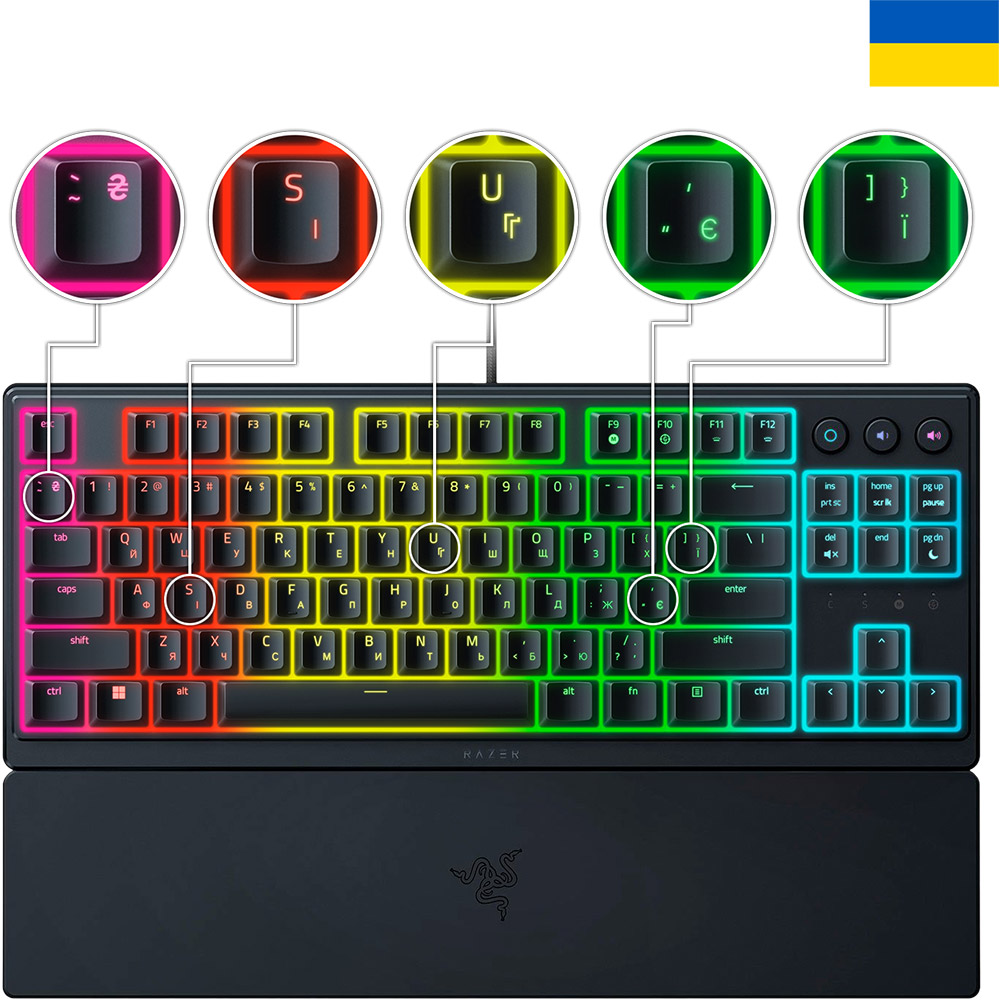 Клавіатура RAZER Ornata V3 TKL UKR (RZ03-04881800-R371) Підключення дротове
