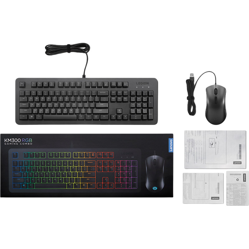 Комплект Lenovo Legion KM300 RGB Gaming Combo Keyboard and Mouse UA Black (GX31L16652) Конструкція мембранна