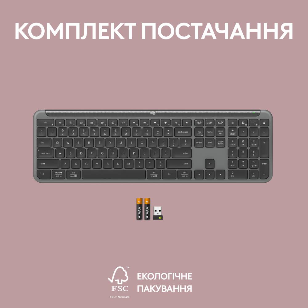 Клавіатура LOGITECH Signature Slim Wireless K950 Graphite (920-012465) Конструкція мембранна