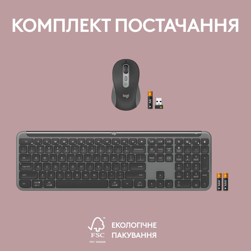 Комплект LOGITECH Signature Slim Combo MK950 Graphite (920-012490) Підключення бездротове