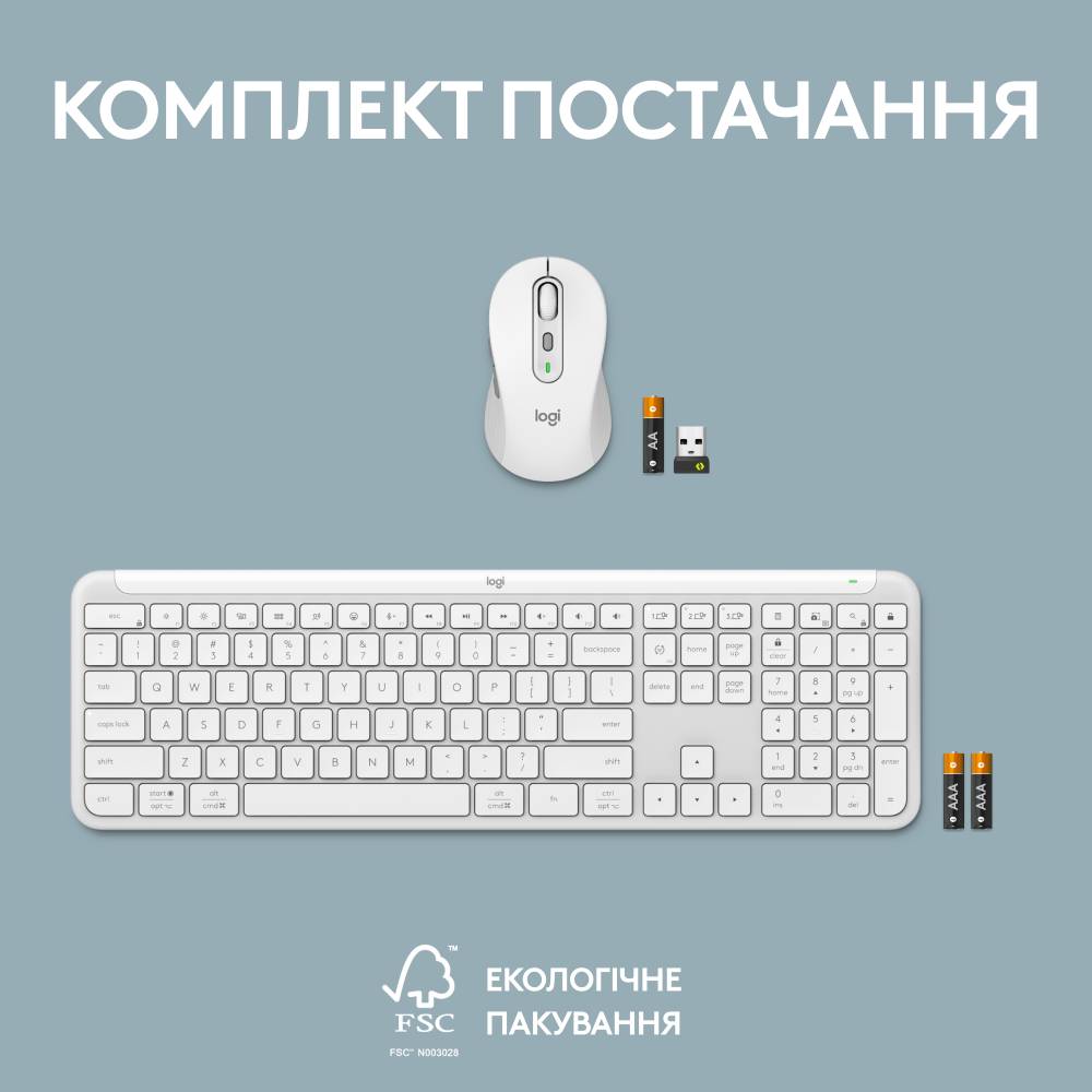 Комплект LOGITECH Signature Slim Combo MK950 Off White (920-012491) Конструкція мембранна