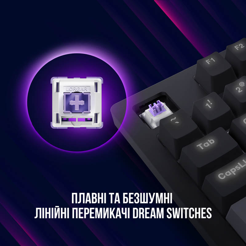 Клавіатура LORGAR Azar 514 RGB EN/UA Gaming Black (LRG-GK514B-UA) Клас ігрова