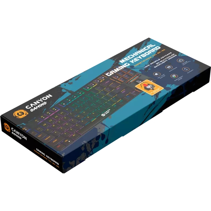 Клавіатура CANYON Cometstrike GK-50 RGB TKL ENG/UKR Black (CND-SKB50-US) Підключення дротове