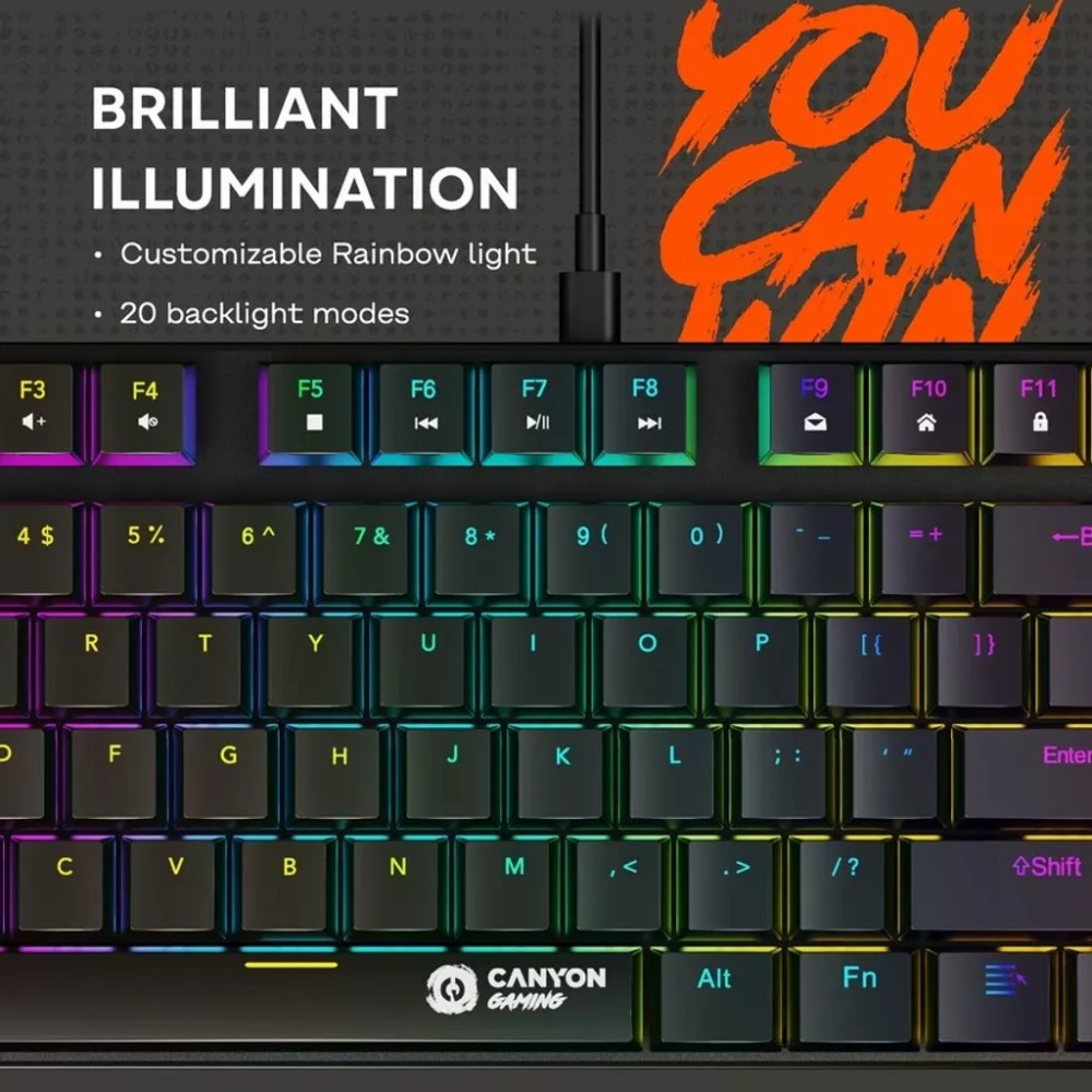 Покупка Клавіатура CANYON Cometstrike GK-50 RGB TKL ENG/UKR Black (CND-SKB50-US)