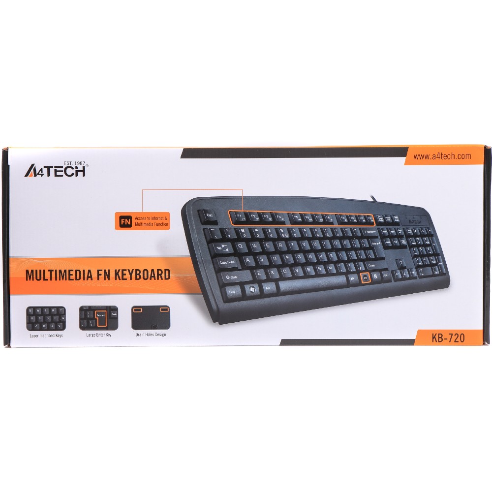 Клавиатура A4TECH KB-720 black, USB Класс стандартная