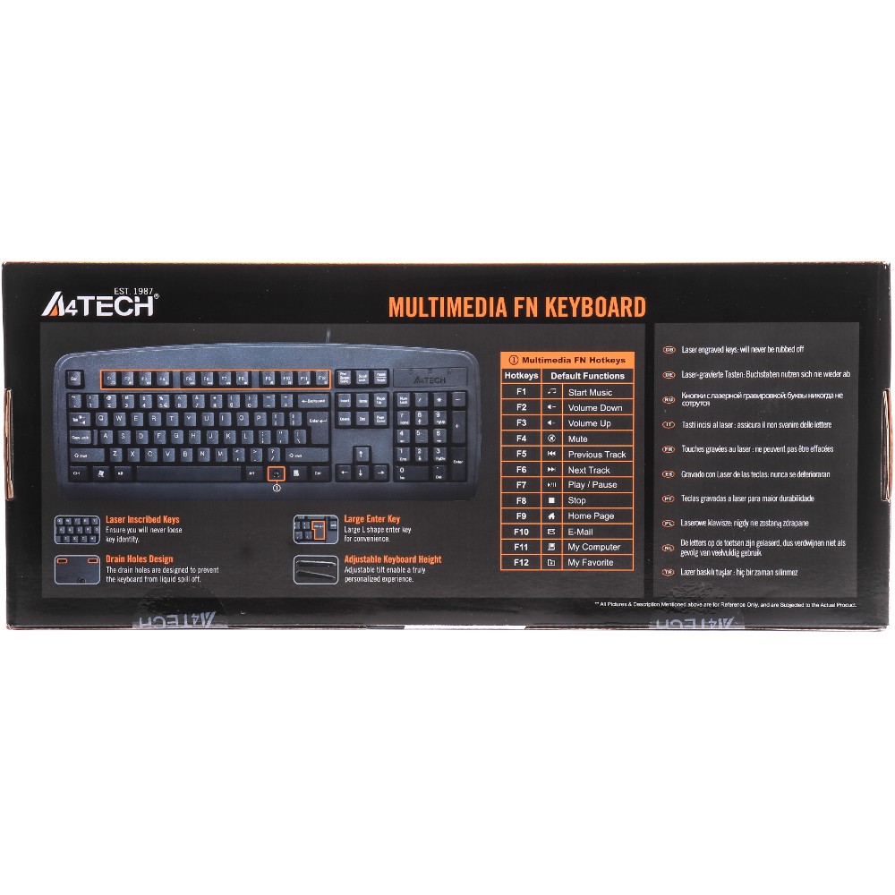 Клавіатура A4TECH KB-720 black, USB Конструкція мембранна