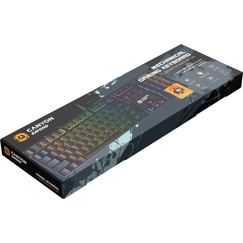 Клавіатура CANYON Cometstrike GK-55 RGB ENG/UKR Black (CND-SKB55-US) Підключення дротове