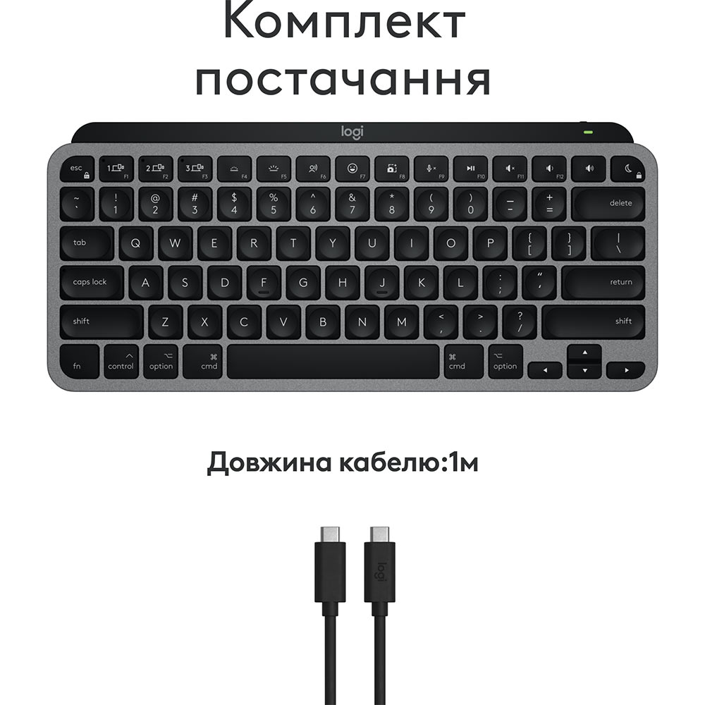 Клавиатура LOGITECH MX Keys Mini For Mac Minimalist Wireless Illuminated Space Grey (920-012652) Класс стандартная