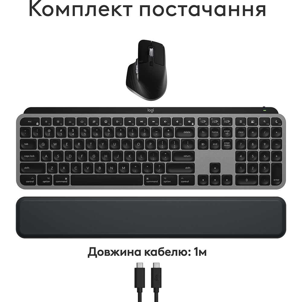 Комплект LOGITECH MX Keys S Combo for Mac Space Grey (920-012845) Конструкция мембранная