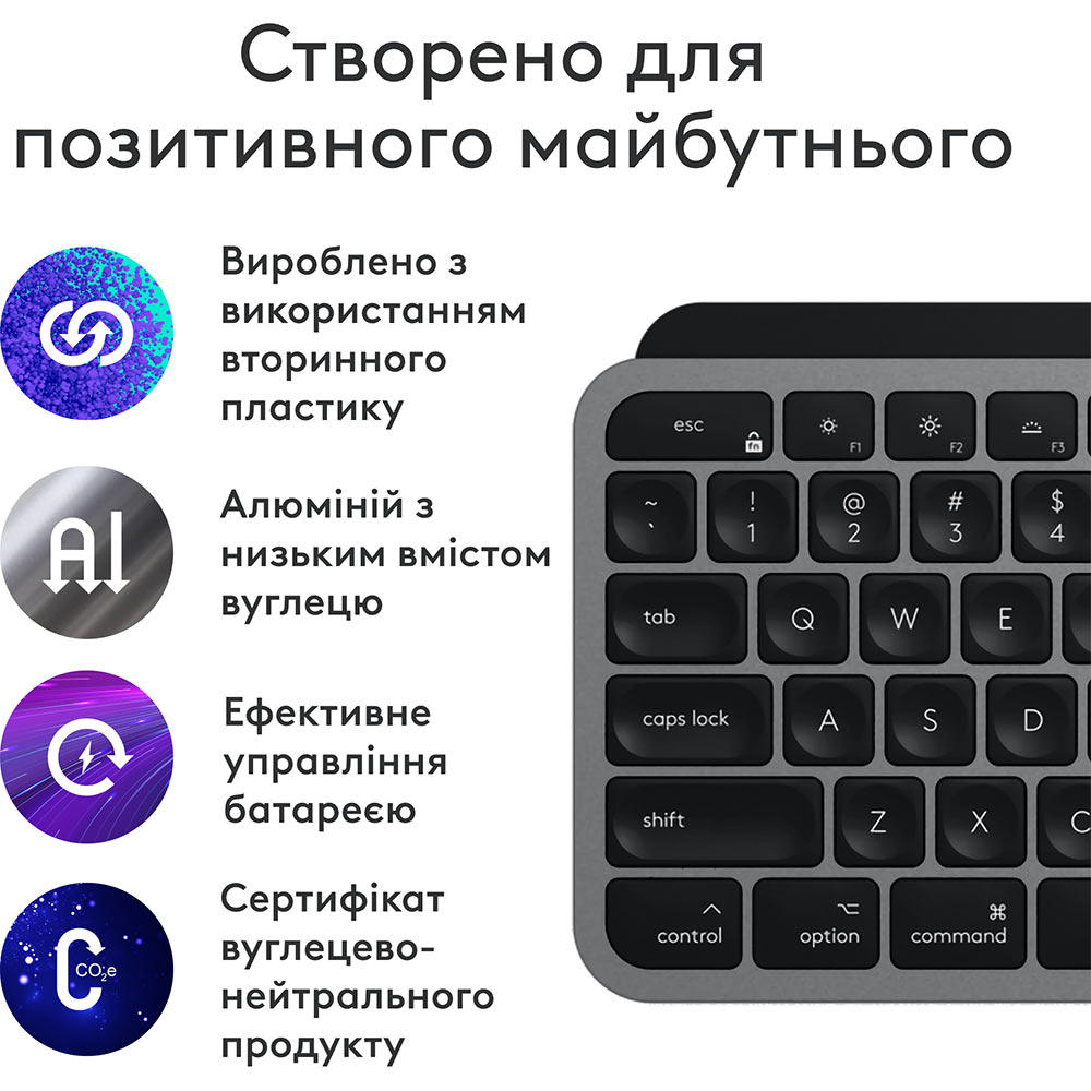 Клавиатура LOGITECH MX Keys S for Mac Space Grey (920-011637) Конструкция мембранная