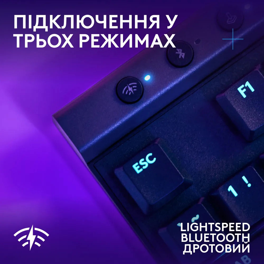 Клавиатура LOGITECH G515 LIGHTSPEED TKL Wireless Gaming Black (920-012538) Подключение комбинированное