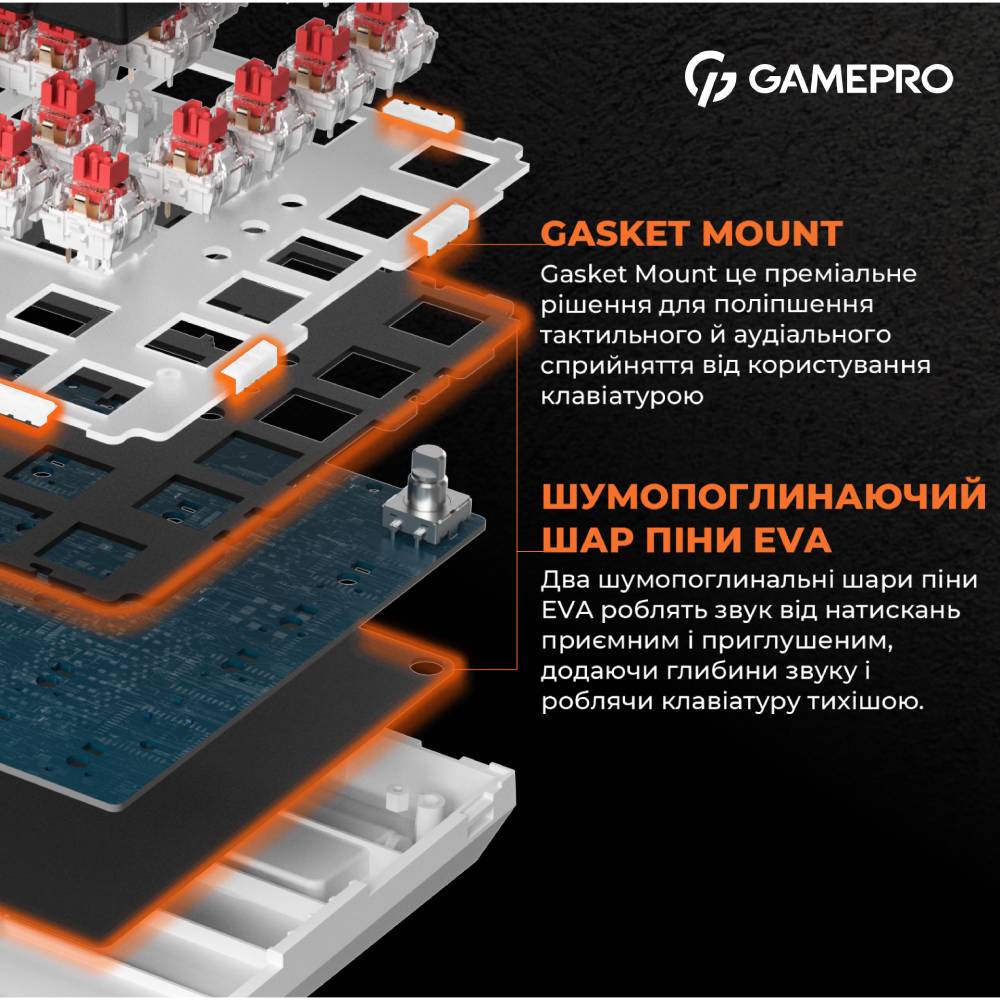 Заказать Клавиатура GamePro MK160 Outemu Red Hot-Swap USB White (MK160W)