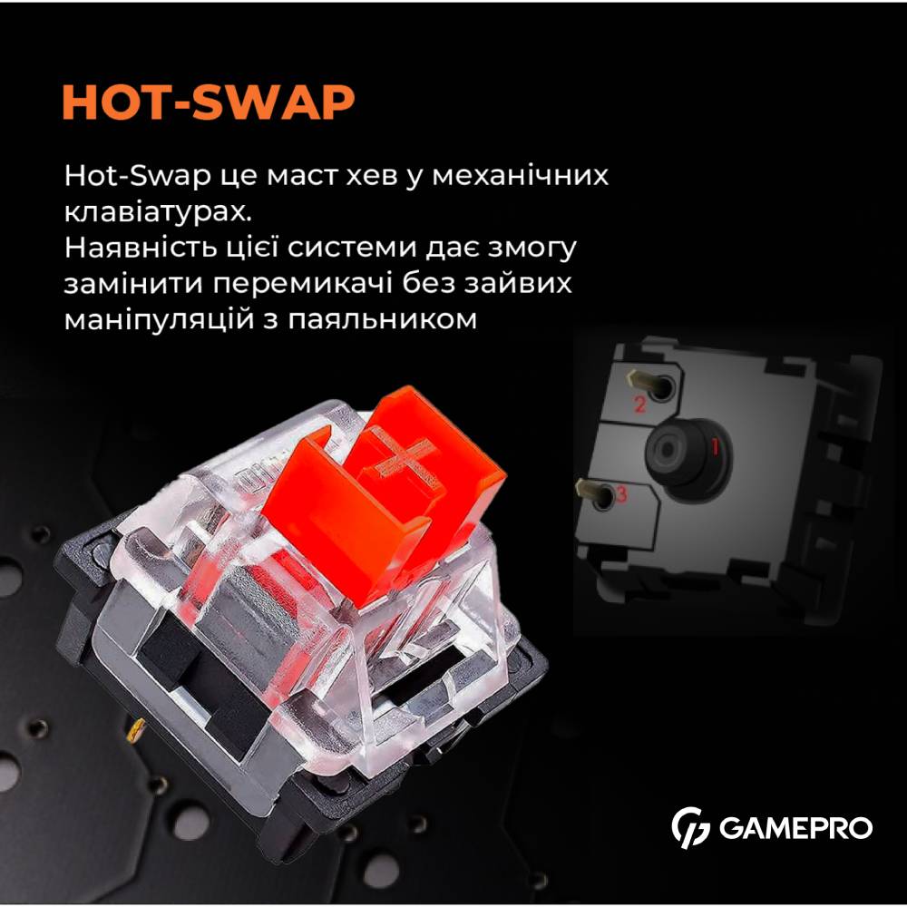 Фото Клавіатура GamePro MK160 Outemu Red Hot-Swap USB Black (MK160B)