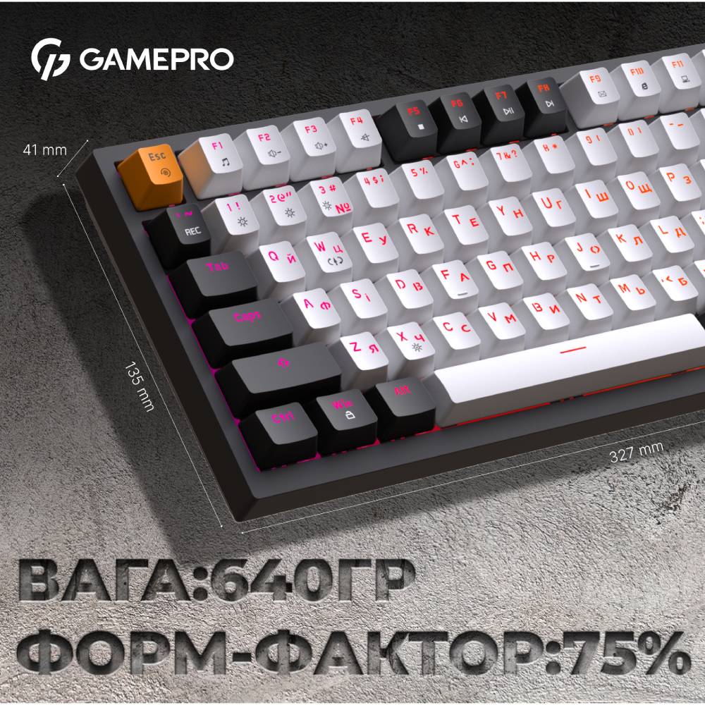 У Фокстрот Клавіатура GamePro MK160 Outemu Red Hot-Swap USB Black (MK160B)