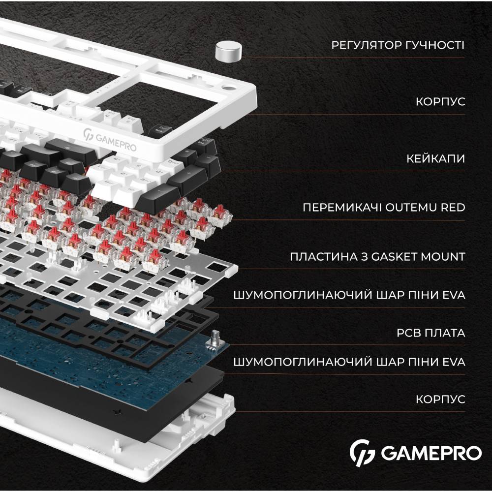 Внешний вид Клавиатура GamePro MK170 Outemu Red Hot-Swap USB Black (MK170B)