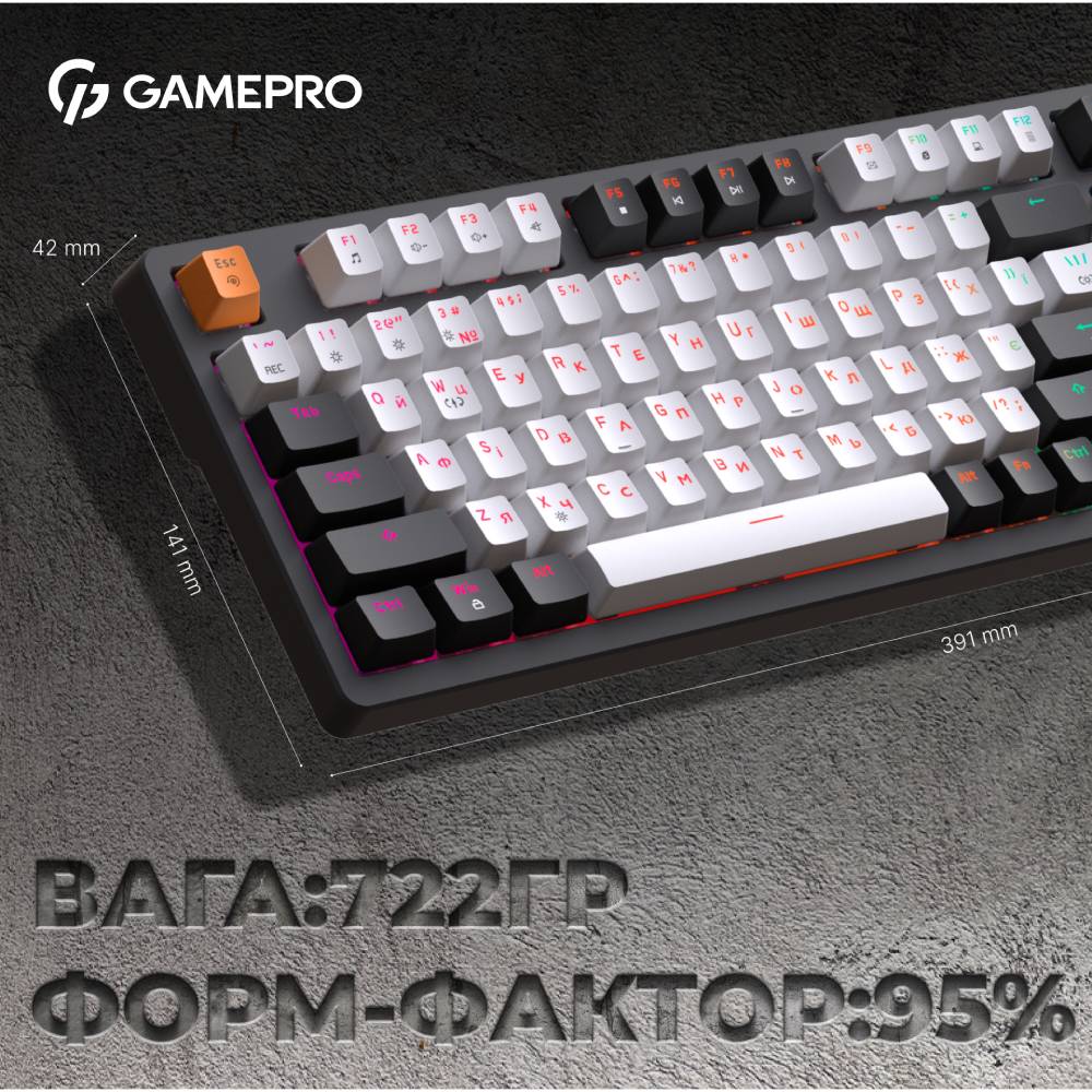 В Фокстрот Клавиатура GamePro MK170 Outemu Red Hot-Swap USB Black (MK170B)