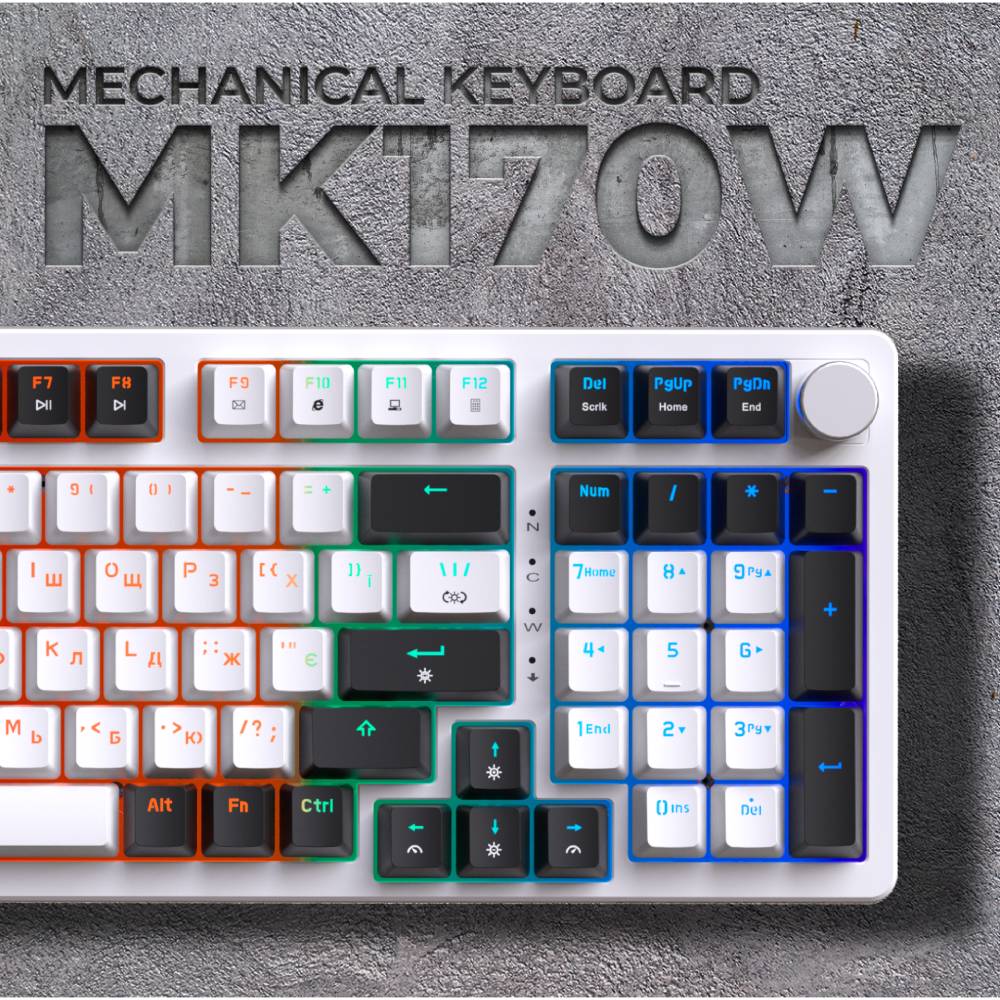 В интернет магазине Клавиатура GamePro MK170W Hot-Swap Red Swich RGB White (MK170W)