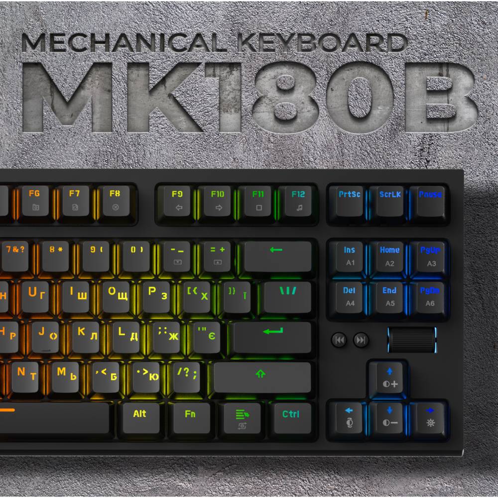 В интернет магазине Клавиатура GamePro MK180B Hot-Swap Red Swich RGB Black (MK180B)