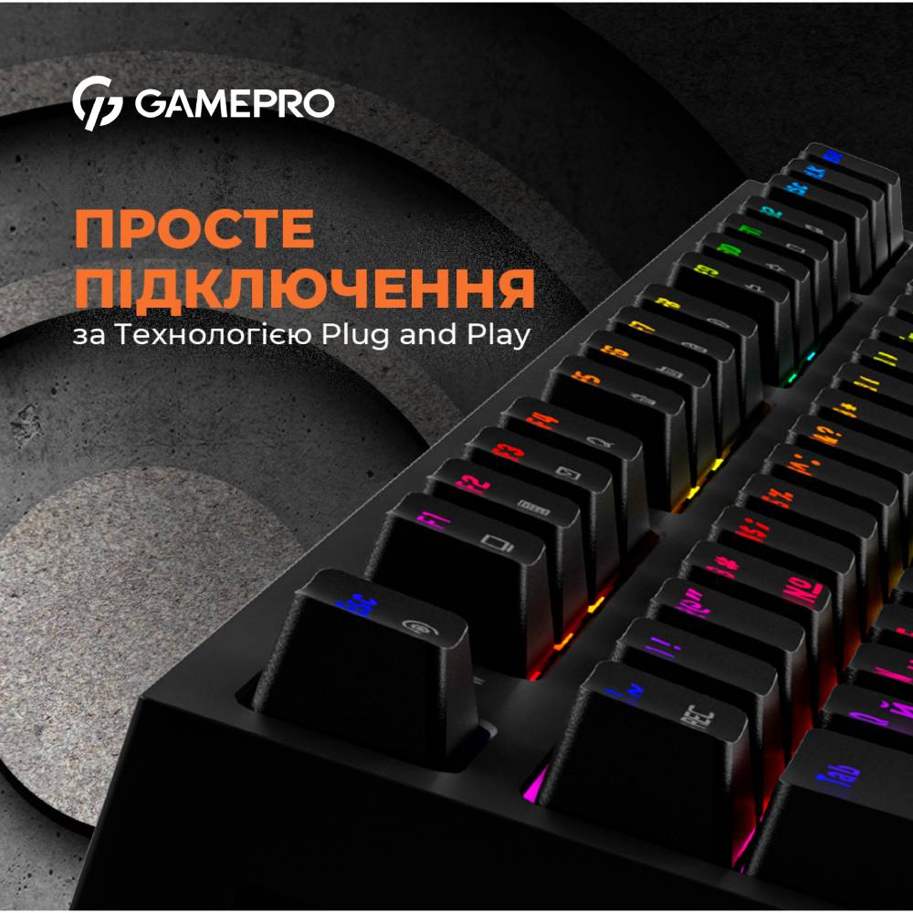 Фото 16 Клавіатура GamePro MK180B Hot-Swap Red Swich RGB Black (MK180B)