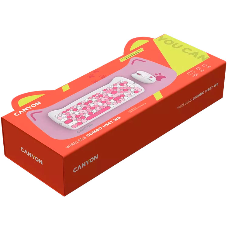 Зовнішній вигляд Комплект CANYON HSET-W6 Kitty Edition Pink (CNS-HSETW6PK)