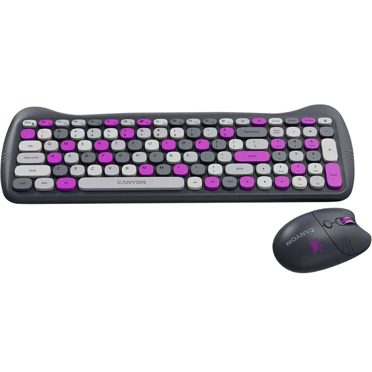 Комплект CANYON HSET-W6 Kitty Edition Violet (CNS-HSETW6VT) Комплектація клавіатура+миша