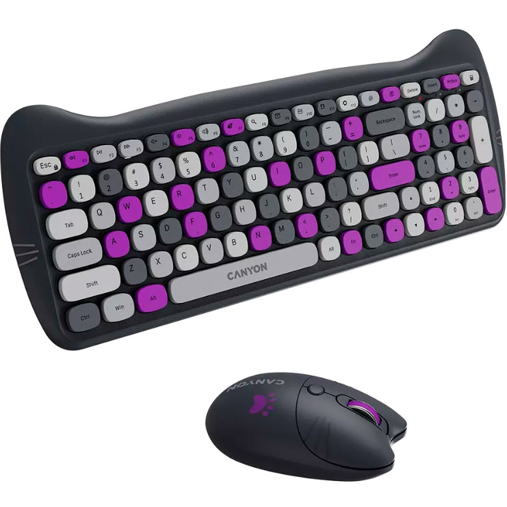 Комплект CANYON HSET-W6 Kitty Edition Violet (CNS-HSETW6VT) Конструкція мембранна