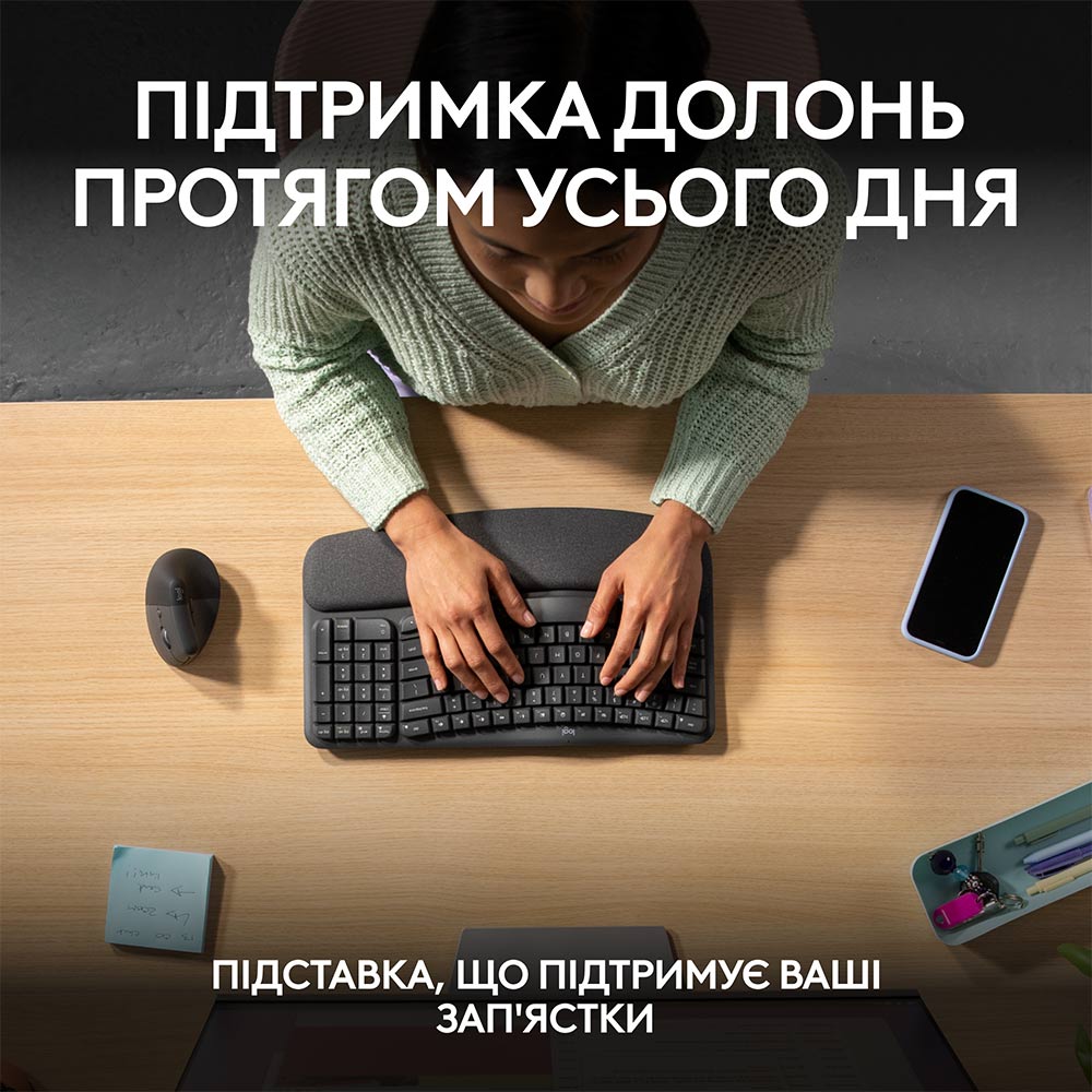 Клавіатура LOGITECH Wave Keys Bluetooth/Wireless Black (920-012304) Конструкція мембранна