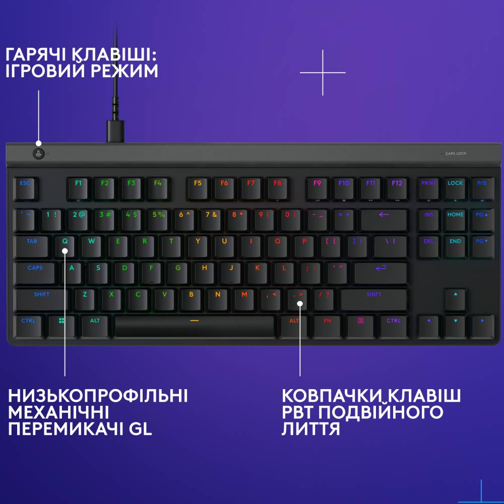 Клавіатура LOGITECH G515 TKL Gaming BLACK US INT'L (L920-012872) Комплектація клавіатура