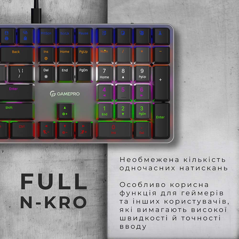 Клавіатура GAMEPRO MK145R Red Swich Low Profile Dark Gray Конструкція механічна