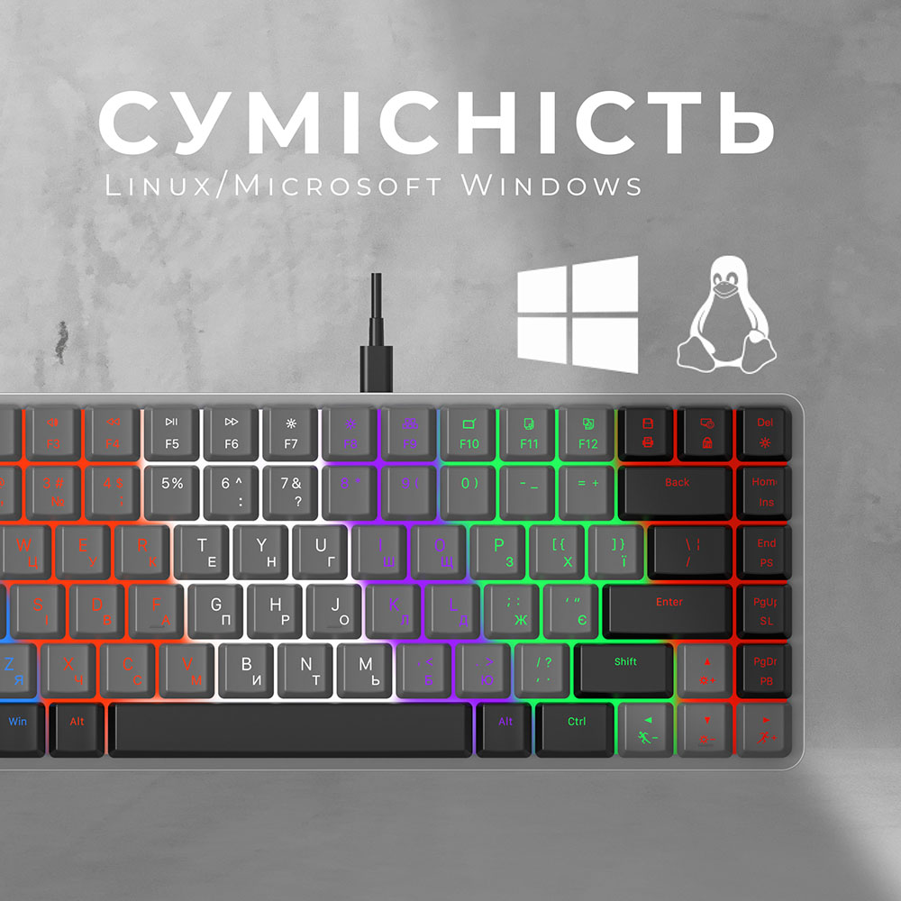 Изображение Клавиатура GAMEPRO MK140R Red Swich Low Profile Dark Gray (MK140R)