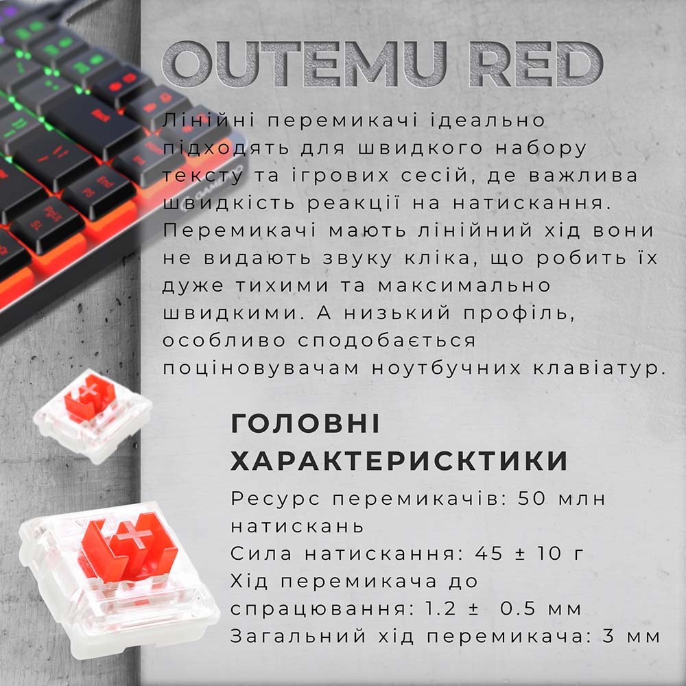 Внешний вид Клавиатура GAMEPRO MK140R Red Swich Low Profile Dark Gray (MK140R)