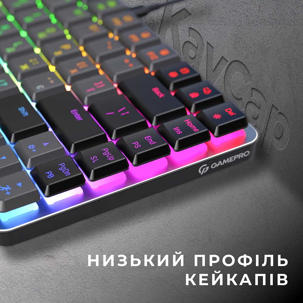 Фото Клавиатура GAMEPRO MK141R Red Swich Low Profile Dark Gray RGB (MK141R)