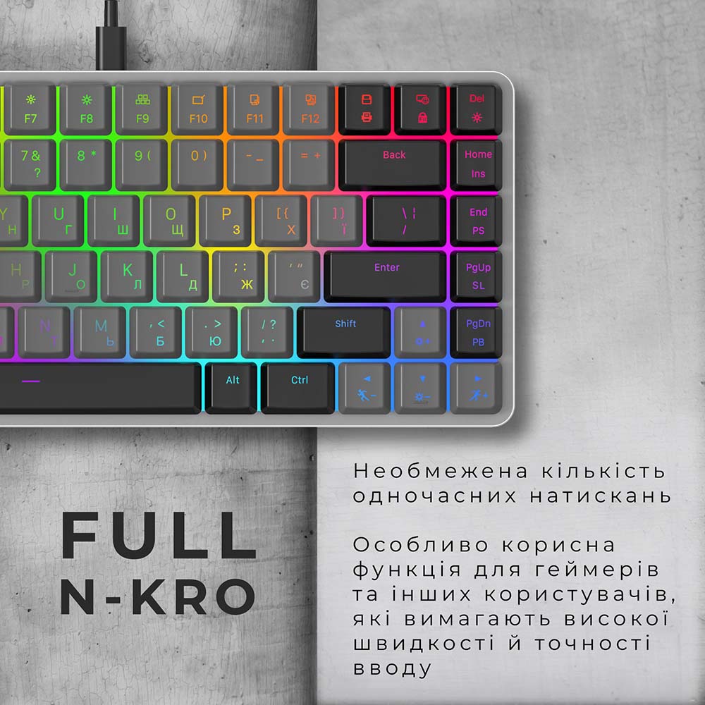 В Украине Клавиатура GAMEPRO MK141R Red Swich Low Profile Dark Gray RGB (MK141R)