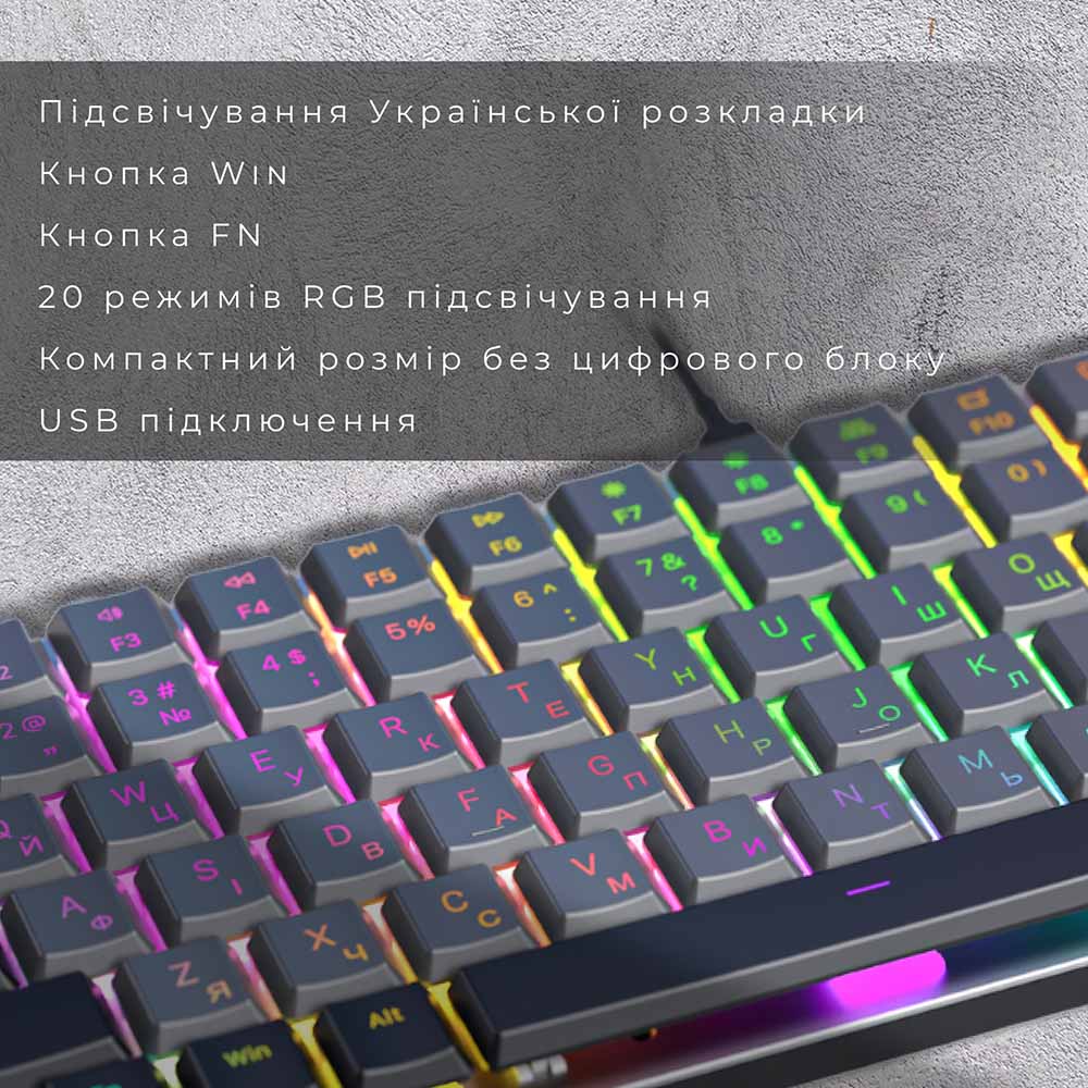 Изображение Клавиатура GAMEPRO MK141R Red Swich Low Profile Dark Gray RGB (MK141R)