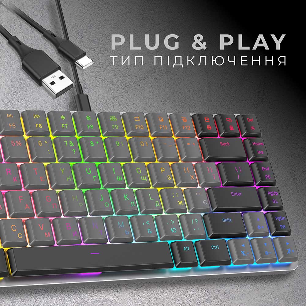 Внешний вид Клавиатура GAMEPRO MK141R Red Swich Low Profile Dark Gray RGB (MK141R)