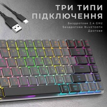 Клавіатура GAMEPRO MK230R Red Swich Low Profile Wireless/Bluetooth/USB Dark Gray RGB (MK230R)