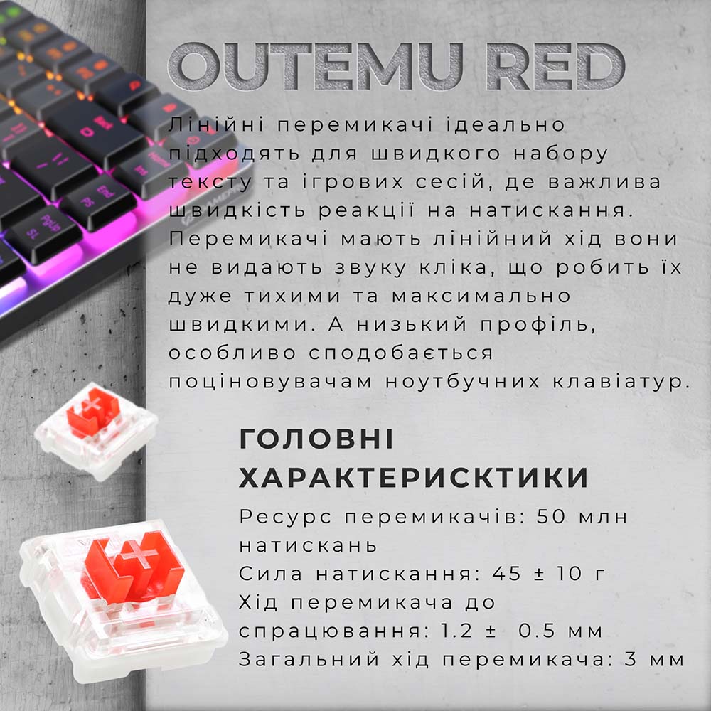 Зображення Клавіатура GAMEPRO MK230R Red Swich Low Profile Wireless/Bluetooth/USB Dark Gray RGB (MK230R)