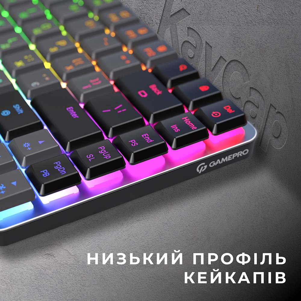 Покупка Клавіатура GAMEPRO MK230R Red Swich Low Profile Wireless/Bluetooth/USB Dark Gray RGB (MK230R)