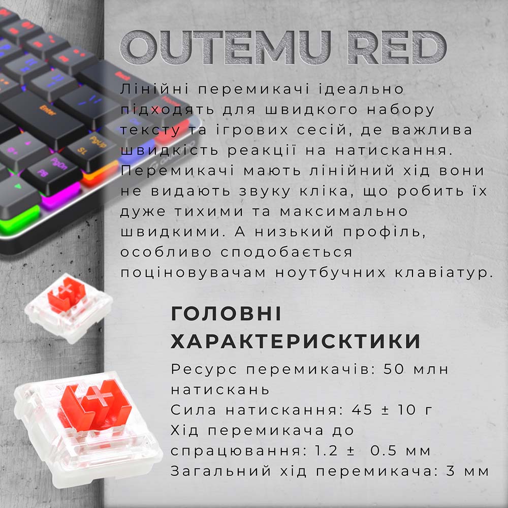 Заказать Клавиатура GAMEPRO MK122R Red Swich Low Profile Wireless Dark Gray (MK122R)