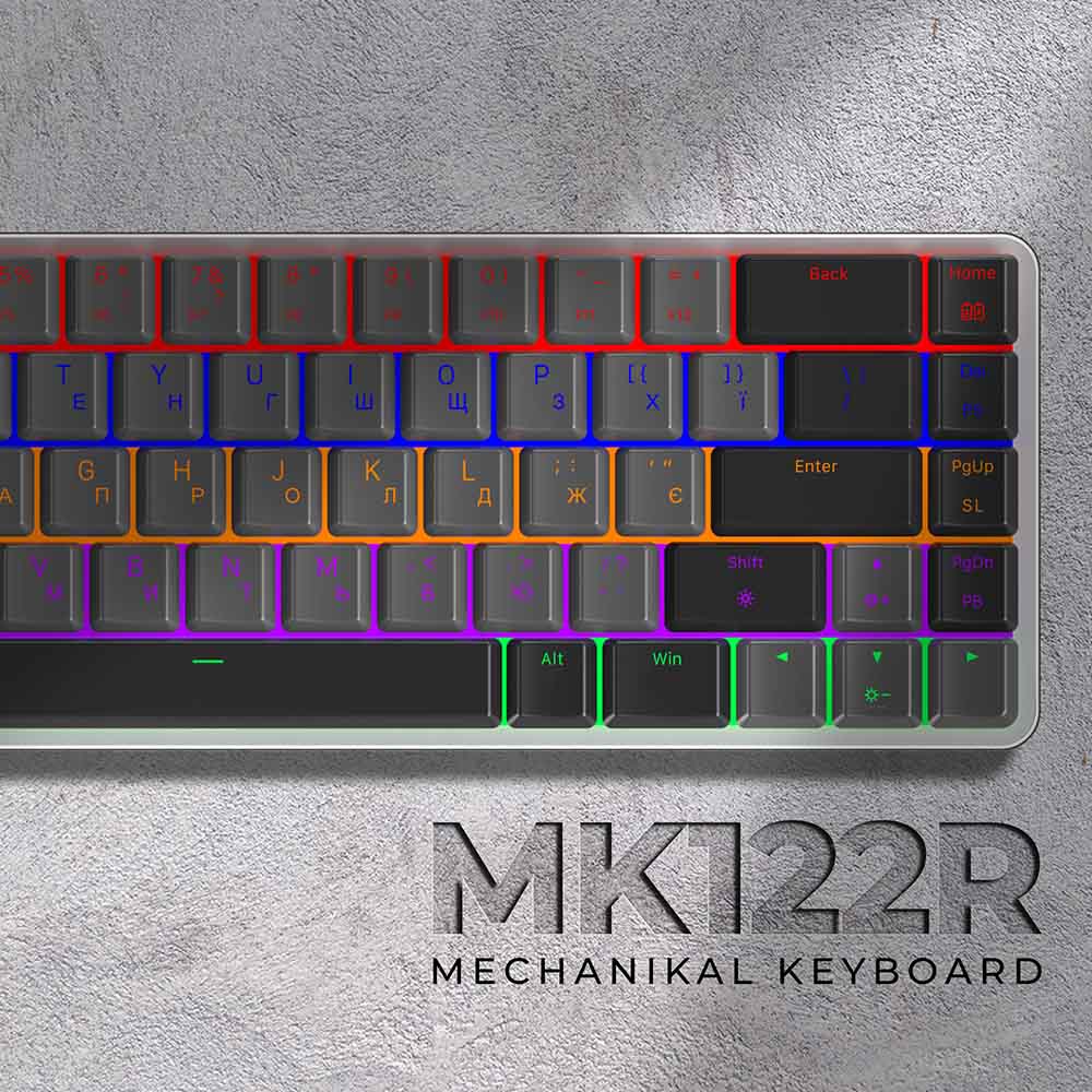 Клавиатура GAMEPRO MK122R Red Swich Low Profile Wireless Dark Gray (MK122R) Конструкция механическая